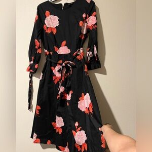 Who What Wear Black Dress with Pink and Red Floral